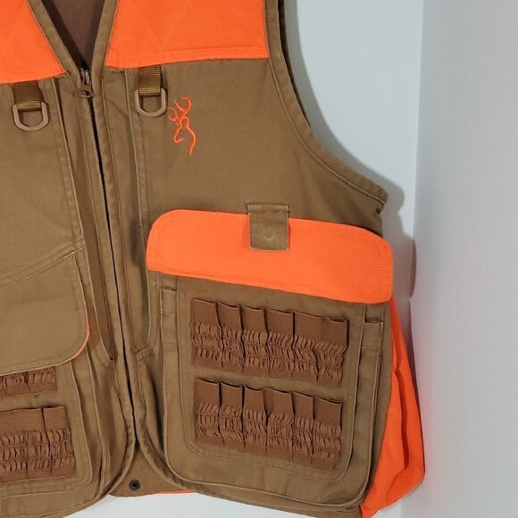 Browning Upland Vest Blaze Orange and Tan Pheasant Hunting Vest Men's S - Picture 10 of 14